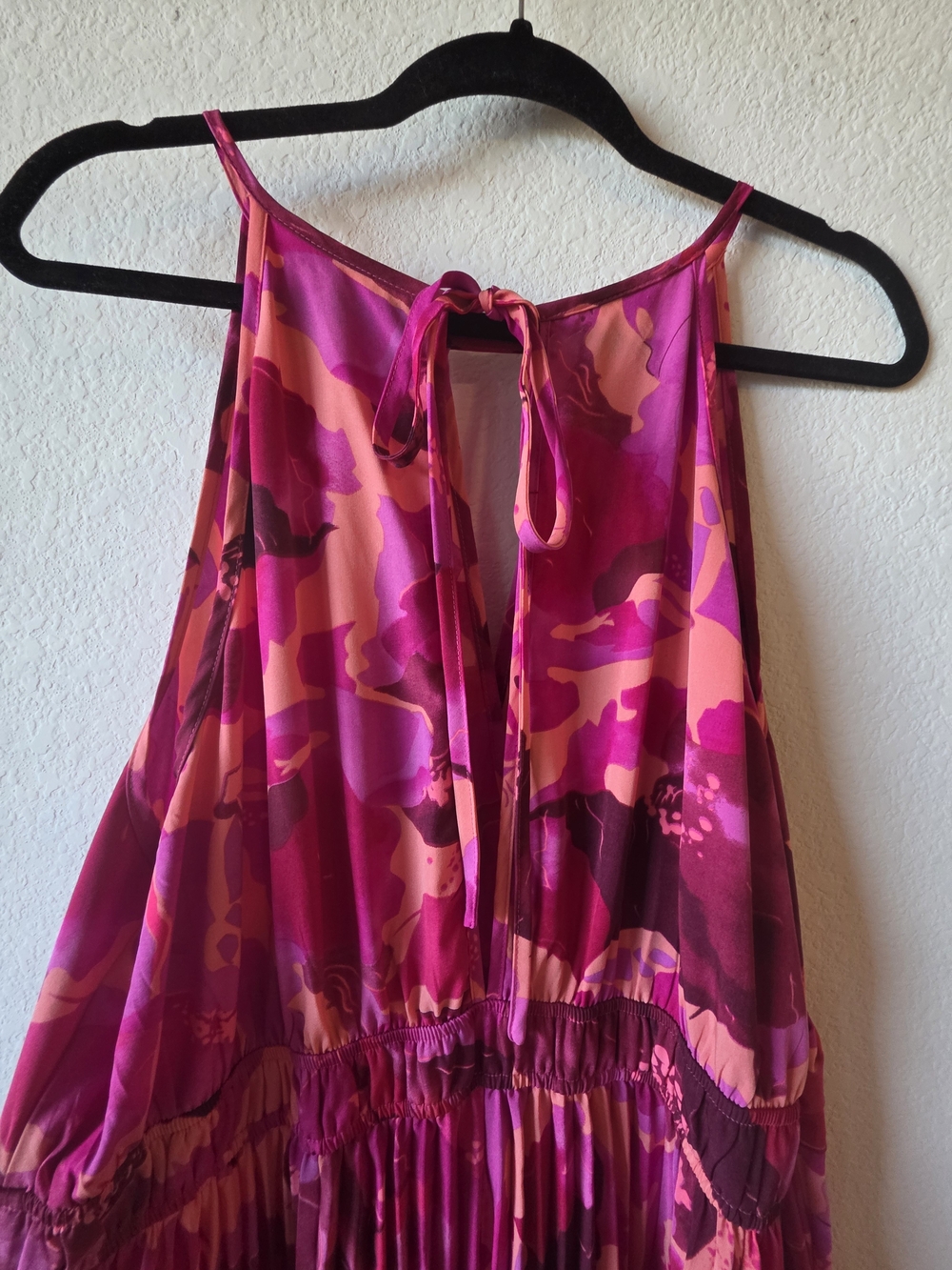 SHEIN Magenta Pink Printed Halter Maxi Dress - Picture 9 of 10